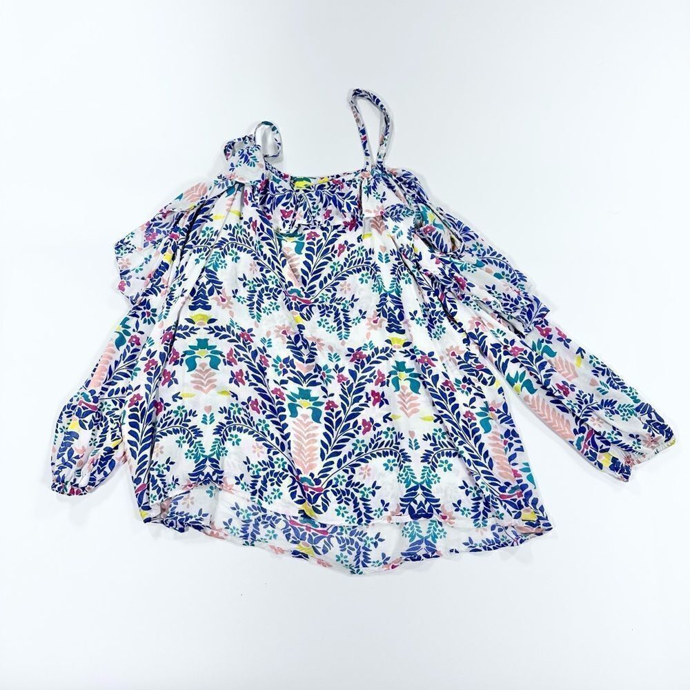Roberta Roller Rabbit floral print cold shoulder lightweight viscose blouse M